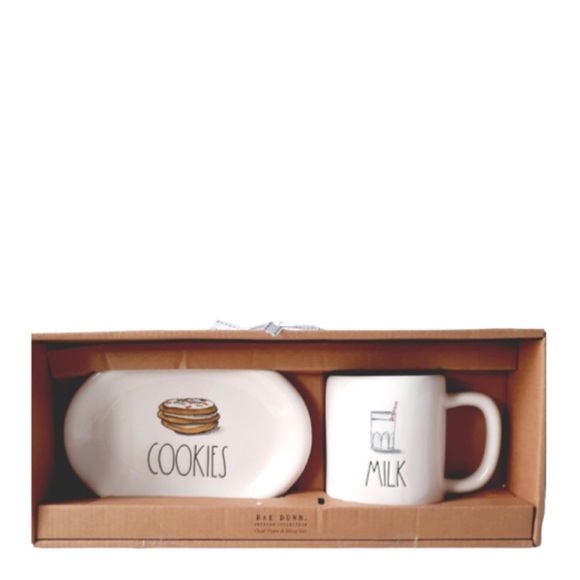 NEW Rae Dunn Milk & Cookies for Santa Ceramic Gift Set Christmas Holiday Decor - Picture 2 of 3